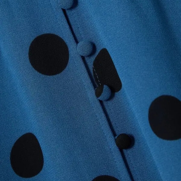 Reformation Shirred Polka-Dot Georgette Mini Dress Size 2 - Picture 6 of 9